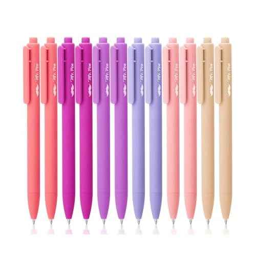 Mr. Pen Retractable Gel Pens, 12 Pack, Black Ink, Fine Point 0.5mm, Retractable, Cute, Aesthetic Pens for Journaling