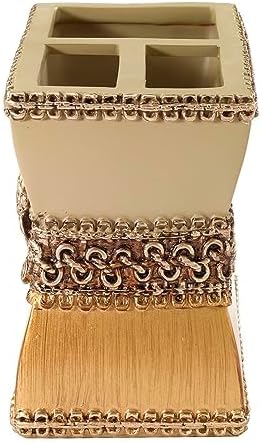 Avanti Linens 11166BGTE Braided Medallion Toothbrush Holder, Medium, Multicolor , Gold