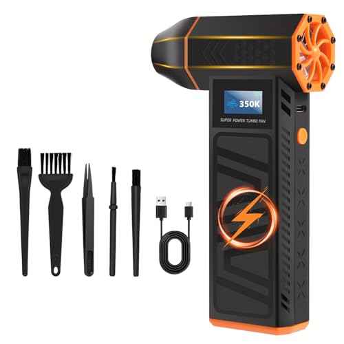 Mini Blower-350000RPM 3-Gear Adjustable Electric Duster with LED Display and Light, Rechargeable Electric Air Broom Dust Blower for Keyboard, Car, Replace Compressed Air Can