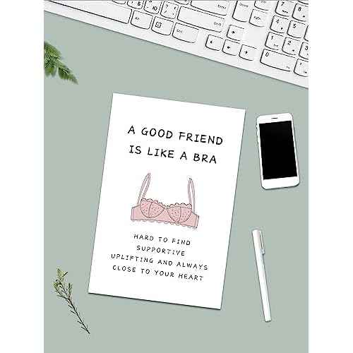 Funny Birthday Card for Women, BBF, Sister, 'A Good Friend Is Like A Bra' Friendship Card for Bridesmaid