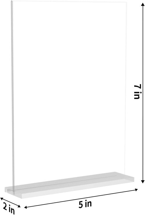 Skiennix 6-Pack Clear Acrylic Photo Frames - Double-Sided Table Display Holders | 5x7 Size, Vertical or Tilted