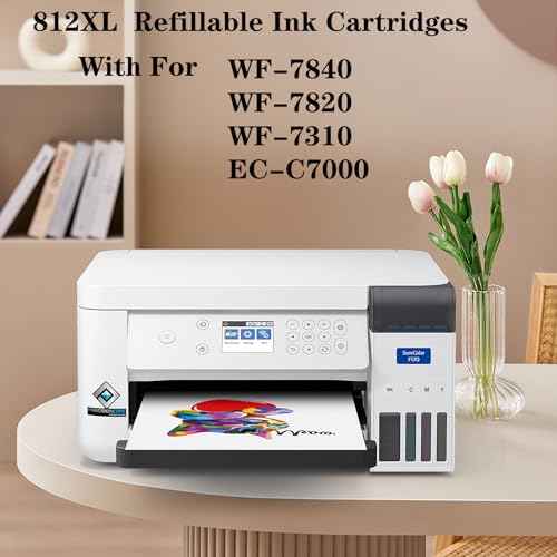 Remanufactured 812XL Refillable Empty Sublimation Ink Cartridges With a Single-use Chip 812XL Workforce Pro WF-7840 WF-7820 WF-7310 EC-C7000 Printers Used For Regular Or Sublimation Printing