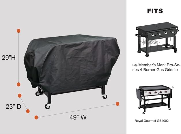 acoveritt RPET Fabric Cover for Flat Griddle Cover, Black；Fit 36" griddles with Hood and Side Shelf foldeble