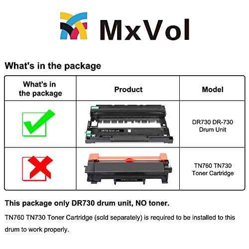 MxVol Compatible DR730 Drum Replacement for Brother DR730 DR-730 Drum Unit for Brother Printer HL-L2325DW HL-L2350DW HL-L2390DW HL-L2395DW MFC-L2710DW MFC-L2717DW MFC-L2750DW DCP-L2550DW (Drum ONLY)