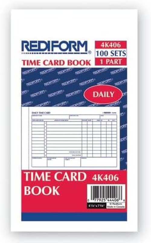 Rediform Employee Time Card - Daily Two-Sided Design | 4-1/4" X 7" | 100 Cards Per Pad