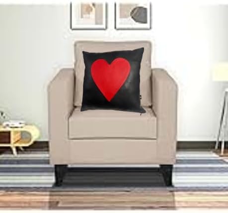 D DOLLY LAMB Lambskin Leather Pillow Cover - Sofa Cushion Case - Decorative Throw Covers for Living Room & Bedroom, 16x16 Inches - 02 Red Black Pack of 1