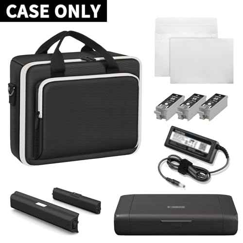Wireless Mobile Printer Case Compatible with Canon PIXMA TR150/ iP110 Printers, Potable Travel Storage Bag Fit for Printer Charger, Ink Cartridges, Batteries and Accessories (Box Only) -Black