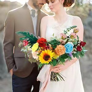 [25PCS] Vermillion Roses Artificial Flowers with Long Stem Real Touch Fake Foam Roses for DIY Wedding Bouquets Centerpieces Bridal Shower Mothers Day Party Flower Arrangements Home Decor