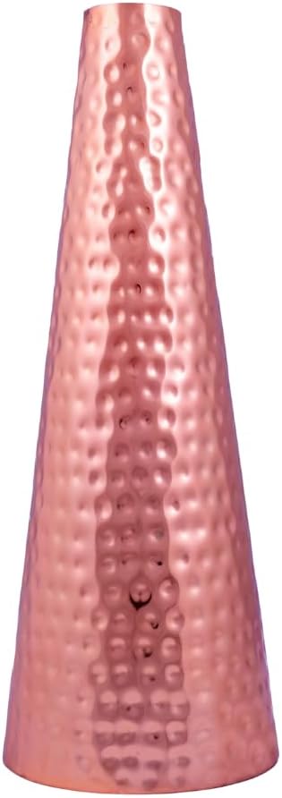 Copper Finish Iron Hammered Cone Flower Vase, 17″ H Rustic Modern Decorative Vase for Dried Flowers & Home Décor