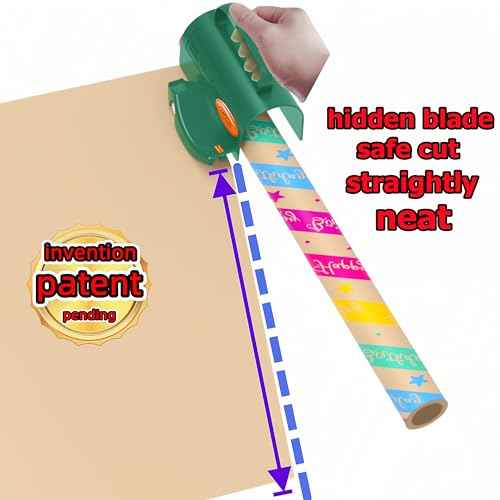 Wrapping Paper Roll Cutter Tool with 3 pcs Replaceable Blade Kit Gift Wrapping Paper Cutter for Christmas and Birthday Wrapping Paper Gift Wrap Cutter Holder Tube Slicing Trimming.