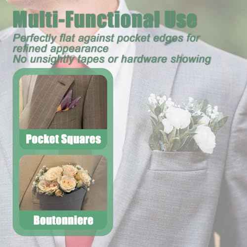 Pocket Boutonniere Plastic Sleeve for Suit Jacket Pocket - No Lapel Pin Required, Square Boutonniere Holder Insert for Wedding Groom & Groomsmen, Prom, Homecoming - Flowers NOT INCLUDED