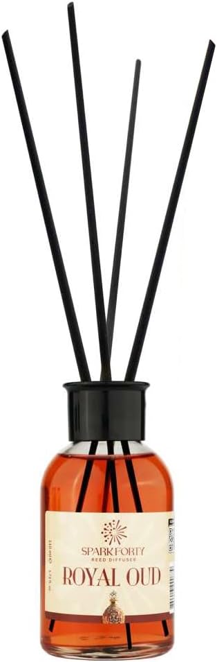 Royal Oud Reed Diffuser Home Fragrance, Luxury Glass Bottle 110ml Scent, Warm Spicy Amber & Patchouli Long-Lasting Home Decor Gift