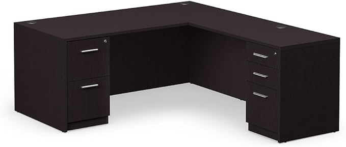 nbf signature series Reversible L Shaped Desk - 66" W Warm Ash Finish Ergonomic Computer Desk for Office Corner Working Desk Stylish PC Desk for Home Office Use