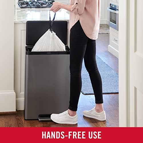 Rubbermaid Elite Stainless Steel Step-On Trash Can - 12 Gallon Charcoal Wastebasket for Home & Office
