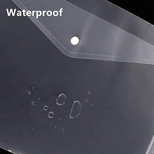 Poly Envelope - 50pcs Clear Waterproof Plastic Folder with Button Closure | Letter/A4 Size