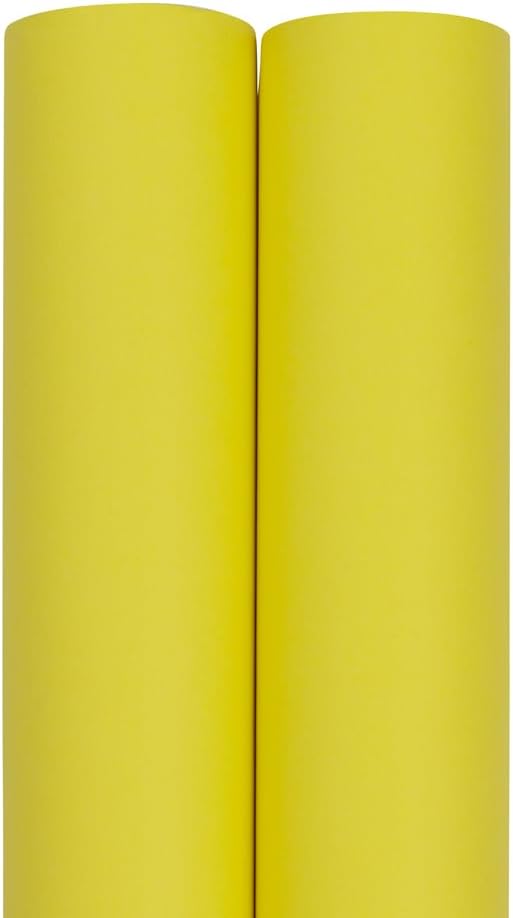 JAM Paper Gift Wrap - Matte Wrapping Paper - 52.6 Sq Ft Total (17 in x 18 Ft Each) - Matte Yellow - 2 Rolls/Pack