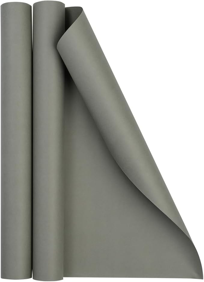 JAM Paper Gift Wrap - Matte Wrapping Paper - 52.6 Sq Ft Total (17 in x 18 Ft Each) - Matte Grey - 2 Rolls/Pack