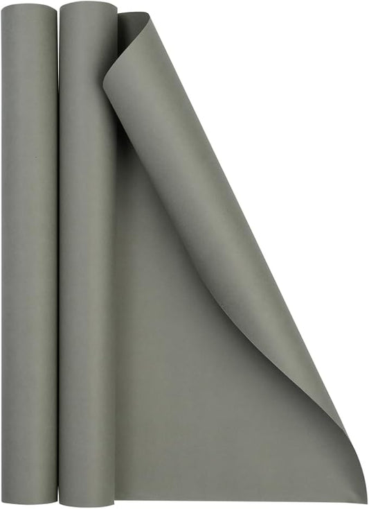JAM Paper Gift Wrap - Matte Wrapping Paper - 52.6 Sq Ft Total (17 in x 18 Ft Each) - Matte Grey - 2 Rolls/Pack