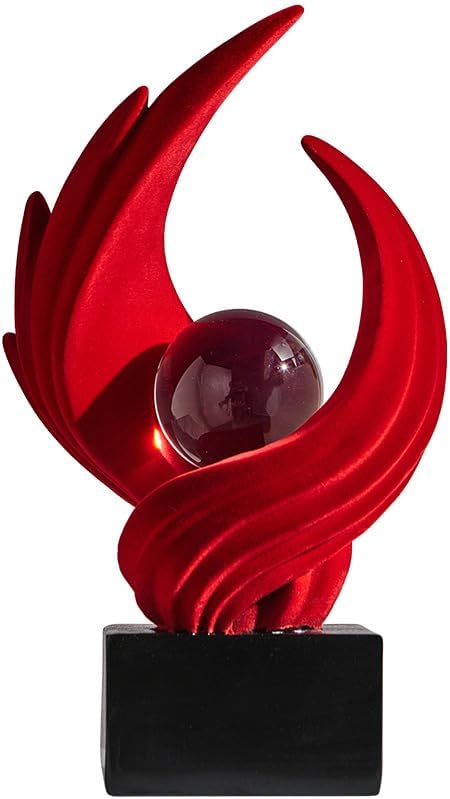 Abstract Art Sculpture, Resin Gold Decorative Statue, Modern White Ornaments for Living Room, Decorativas Modernas for Coffee Table, Entryway & Office Collectibles (Red)
