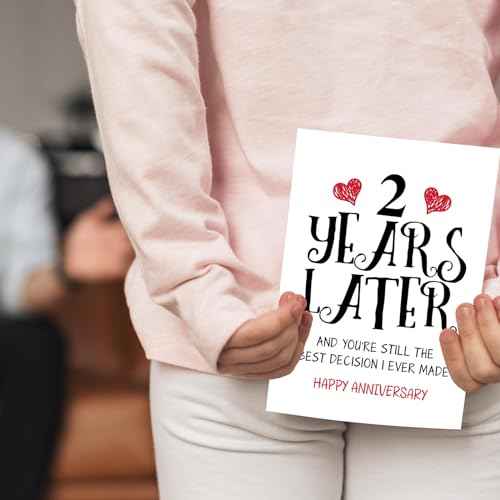Romantic 2 Years Anniversary Card for Husband Wife, Sweet 2nd Wedding Anniversary Presents, Idea Two Years Wedding Card Gift for Him Her, 2nd Wedding Anniversary Card For Women Men