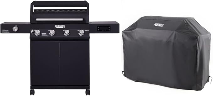 Monument Grills Denali 425 4-Burner Liquid Propane Gas Smart bbq Grill Stainless Steel with BBQ Cover (2 items)