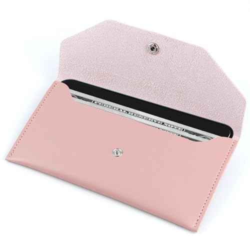 Cash Envelope Wallet, Reusable Envelope Wallet, Men's and Women's Genuine Leather Cashs Wallets, Money Envelopes for Cashs for Bill Planner£¨Pink£©