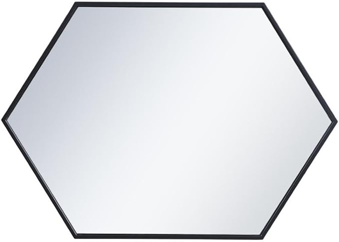 Elegant Decor Eternity 34" x 24" Hexagonal Metal Frame Mirror in Black