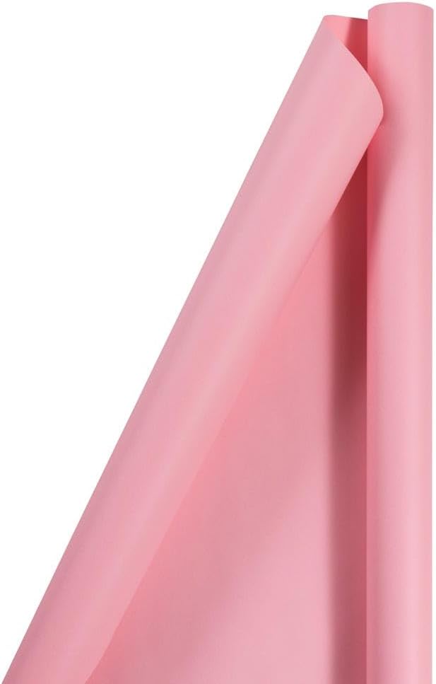 JAM Paper Gift Wrap - Matte Wrapping Paper - 100 Sq Ft Total - Matte Light Baby Pink Pastel - 4 Rolls/Pack