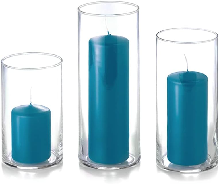 yummi Set of 12 Slim Pillars and Cylinder Vases - Turquoise