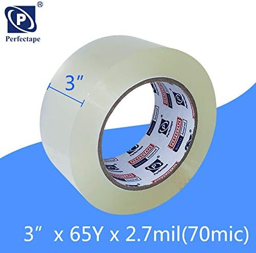 PERFECTAPE Heavy Duty Packing Tape - Ultra Strong 3" x 65 Yards | 6 Rolls, Clear, 390Y Total
