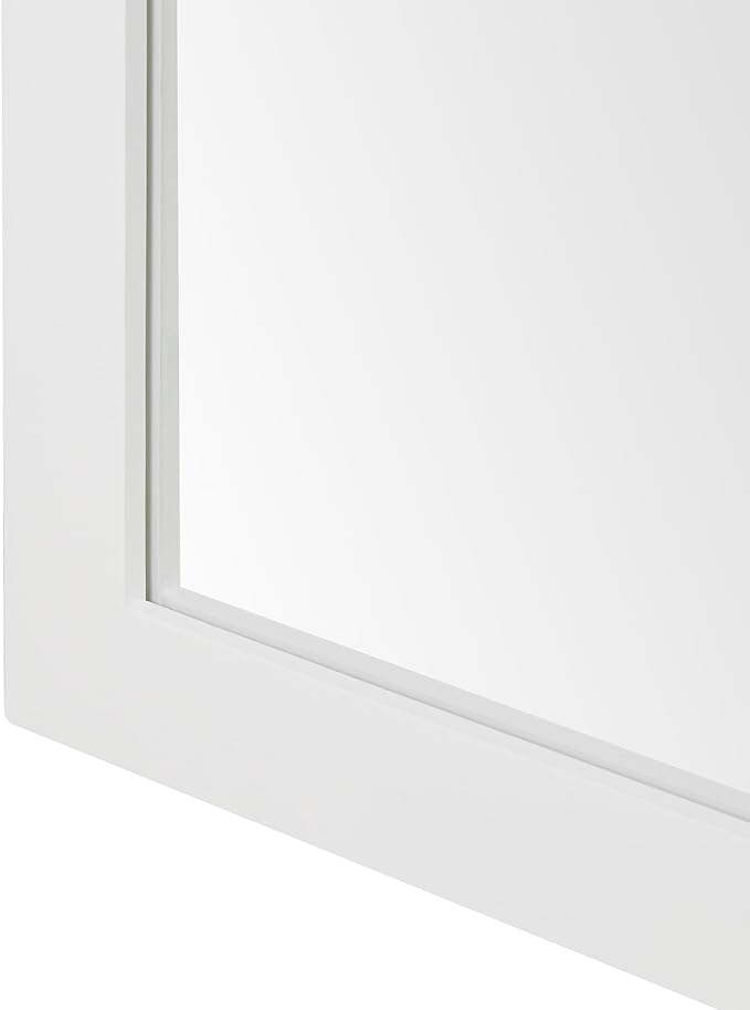 ARIEL Rectangular Wooden Mirror 24" x 36" in White, Flexible Horizontal/Vertical Hanging for Bathroom, Vanity, Entryway & Living Room Decor, Farmhouse Style