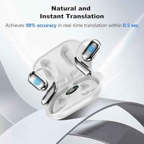 AI Translation Earbuds Real Time, 144 Languages Translator No Subscription Required, Audifonos Traductores Ingl?s Espa?ol, Wireless Bluetooth Earphones for Travel, Business Meeting, Learning, White