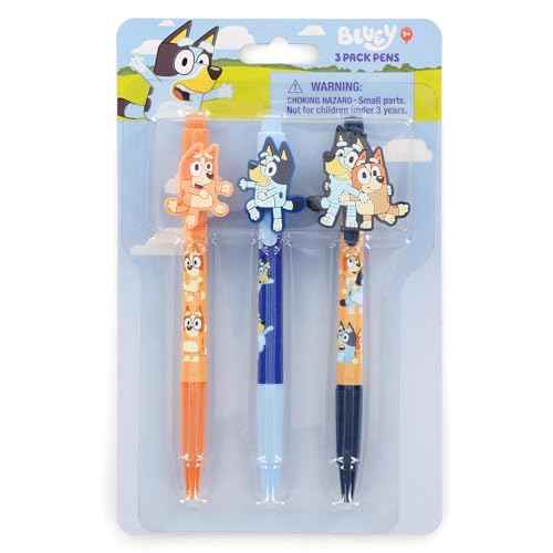 Innovative Designs Bluey and Bingo 3pk Character Pens with Rubber Clips