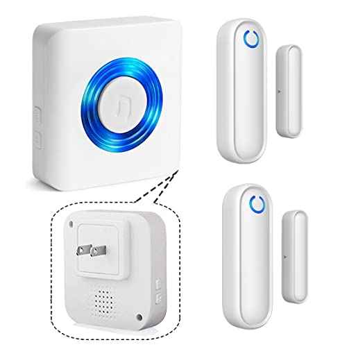 Caregiver Pager Door Alarms for Dementia Patients/Kids Safety/Home Security,Door Sensor Alarm for Elderly/Business/Home/Store/Mailbox (Two Sensor One Receiver)