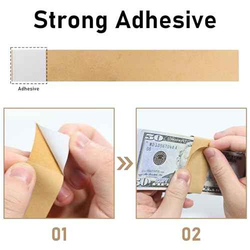 L LIKED Blank Kraft Currency Straps - Money Bands for Bill Wrappers, Self Adhesive Cash Organizer, 8 x 1.25 Inch (120 Bands)