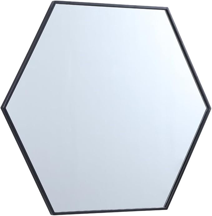 Elegant Decor Eternity 32" x 38" Hexagonal Metal Frame Mirror in Black