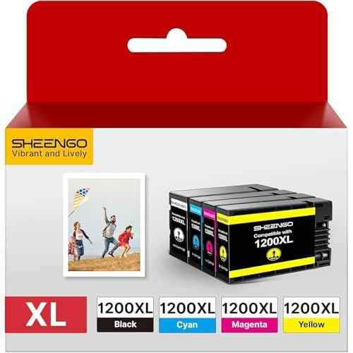 SHEENGO 1200XL Ink Cartridges Compatible Replacement for Canon Maxify 1200 Ink PGI-1200 XL Work with Mb2720 Mb2320 Mb2020 Mb2120 Mb2350 Printer (Black, Cyan, Magenta, Yellow, 4 Pack)