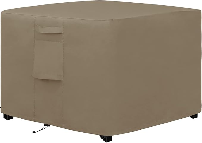 Easy-Going Outdoor Fire Pit Cover Square 32" Lx32 Wx24 H, Durable Outdoor Gas Firepit Cover, Waterproof and Weatherproof Cover for Fire Pit, Camel