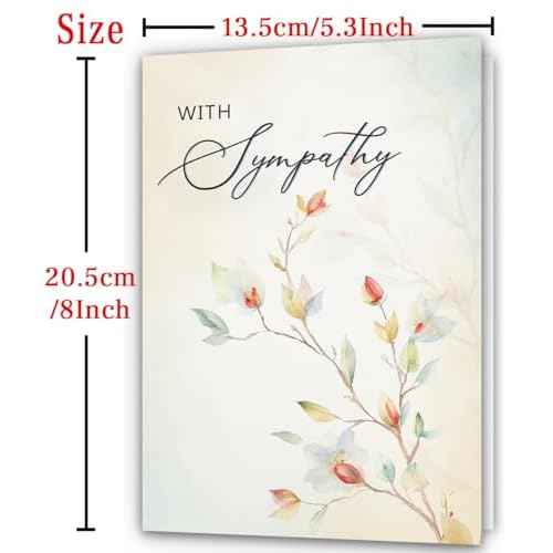Sympathy Card with Premium Envelope, 8x5.3 Inches, Double-Sided