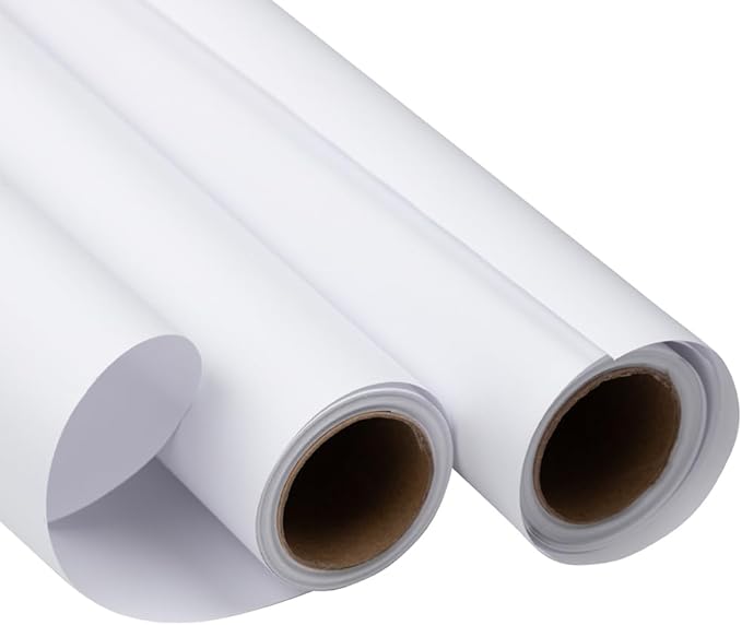 JAM Paper Gift Wrap - Matte Wrapping Paper - 52.6 Sq Ft Total (17 in x 18 Ft) - Matte White - 2 Rolls/Pack