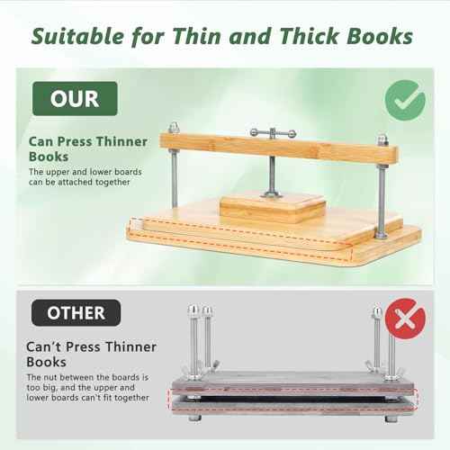 JFNoraiva Book Press, 11 * 7.9 in Bamboo Wooden Book Binding, Portable Books Binding for DIY & Beginners Bookbinding