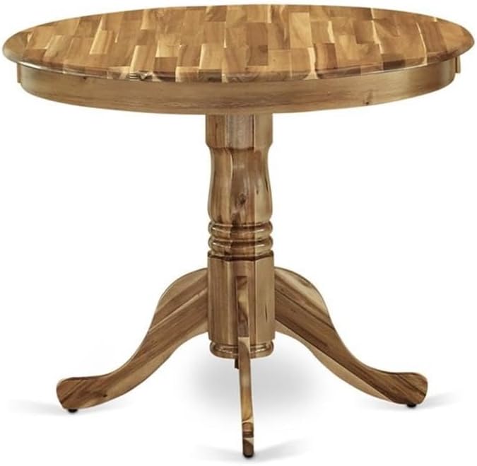 East West Furniture ANT-ANA-TP Antique Dining Room Table - a Round kitchen Table Top with Pedestal Base, 36x36 Inch, Natural