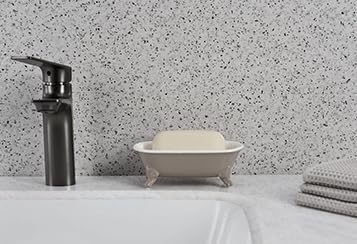 6.5" Ceramic Mini Decorative Clawfoot Bathtub Bar Soap Dish, Kitchen Sponge Holder and Shower Tray for Bathroom, 1 Pack(Taupe)