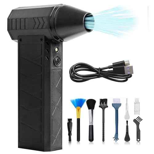 Compressed Air Duster 130000RPM Electric Air Duster with Light Super Power Cordless Air Duster Blower 4-Gear Adjustable Mini Blower Rechargeable Battery for Keyboard House Outdoor and Car