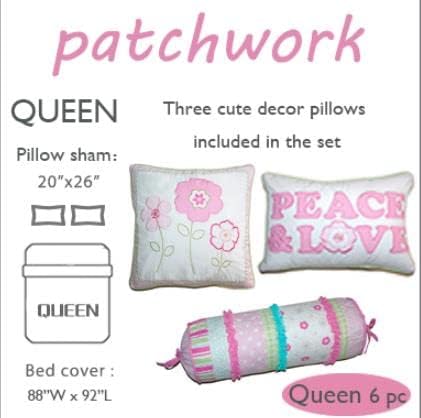 Cozy Line Home Fashions Pink Polka Dot Flower Girl 100% Cotton Reversible Quilt Bedding Set, Coverlet, Bedspread (Greta Pastel, Queen- 6 Piece: 1 Quilt + 2 Shams + 3 Decor Pillows)