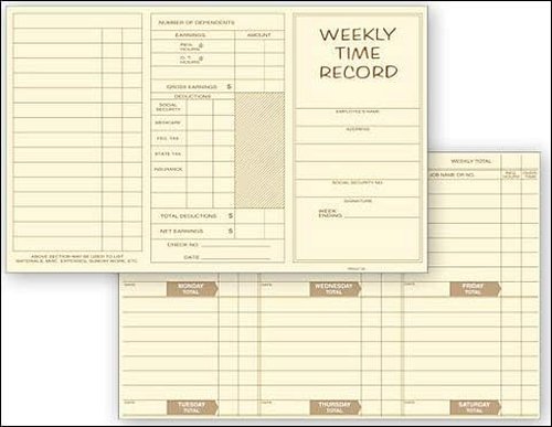Pocket Size Weekly Time Record - 8 x 5 Inches | 250 Sheets for Efficient Scheduling