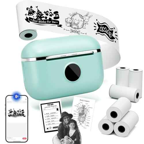 Sticker Maker for Kids, Mini Sticker Printer Printpod Pocket Portable Thermal Printer with 6-Roll Paper, Bluetooth Inkless Sticker Maker Machine for Gift, School Essentials, DIY Scrapbook, Note Taking