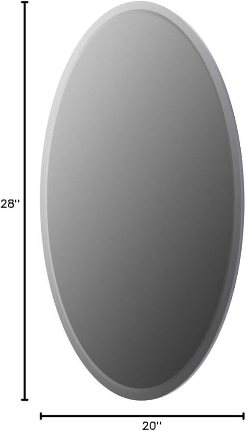 Frameless Oval Bathroom Mirror, 20x28 Inch Beveled Edge Vanity Wall Mirror for Over Sink, Modern Decorative Mirror for Bathroom, Bedroom, Entryway