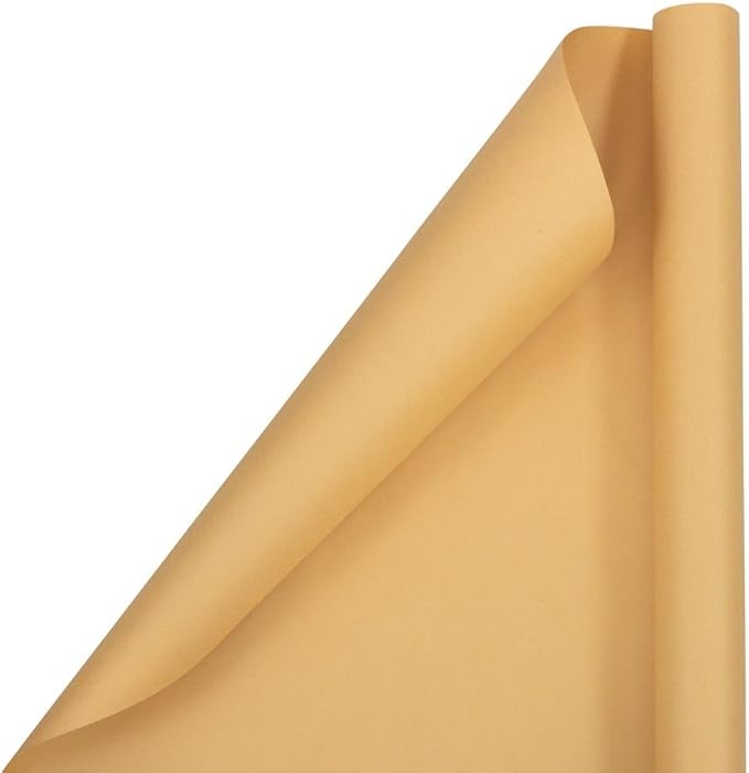 JAM Paper Gift Wrap - Matte Wrapping Paper - 100 Sq Ft Total - Matte Natural Tan/Light Kraft - 4 Rolls/Pack