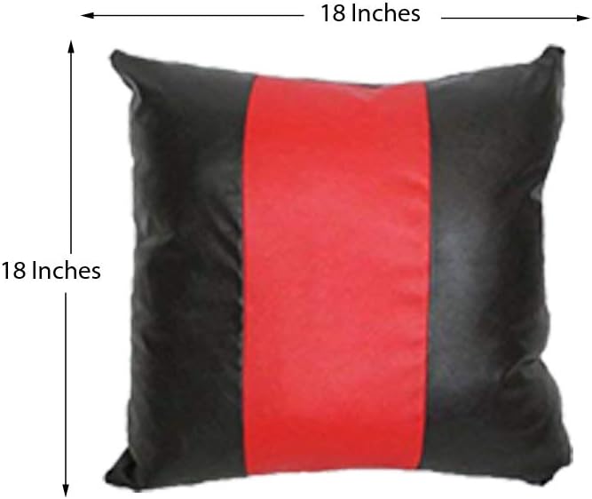 D DOLLY LAMB Lambskin Leather Pillow Cover - Sofa Cushion Case - Decorative Throw Covers for Living Room & Bedroom, 22x22 Inches - Red Black 01 Pack of 1